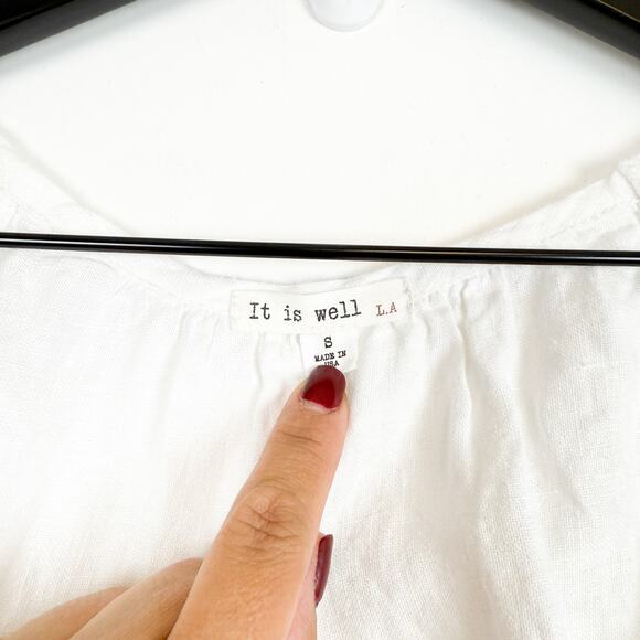 It Is Well LA 100% Linen A-Line Tank Dress White - S - Picture 4 of 9